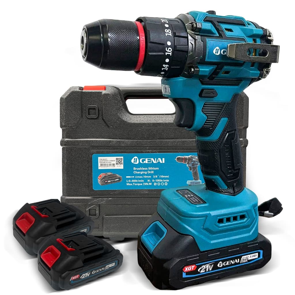 Brushless Parafusadeira 2 Baterias 21v Furadeira Maleta 28pcs 110v/220v 70N.m