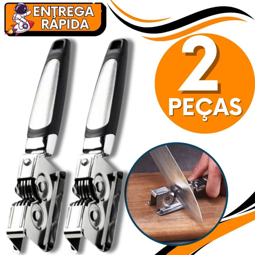 KIT 2 Amolador Afiador de Faca Tesoura Canivete Profissional Inox Resistente para Casa Cozinha Restaurante Bar