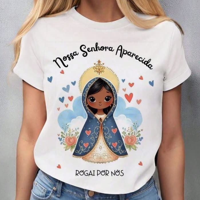 CAMISETA UNISSEX baby look femininaNOSSA SENHORA APARECIDA, tshirt cristã, gospel  PLUS SIZE