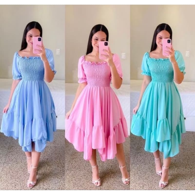 Vestido Femenino Lastex Moda Evangélica Vestido Princesa Blogueira