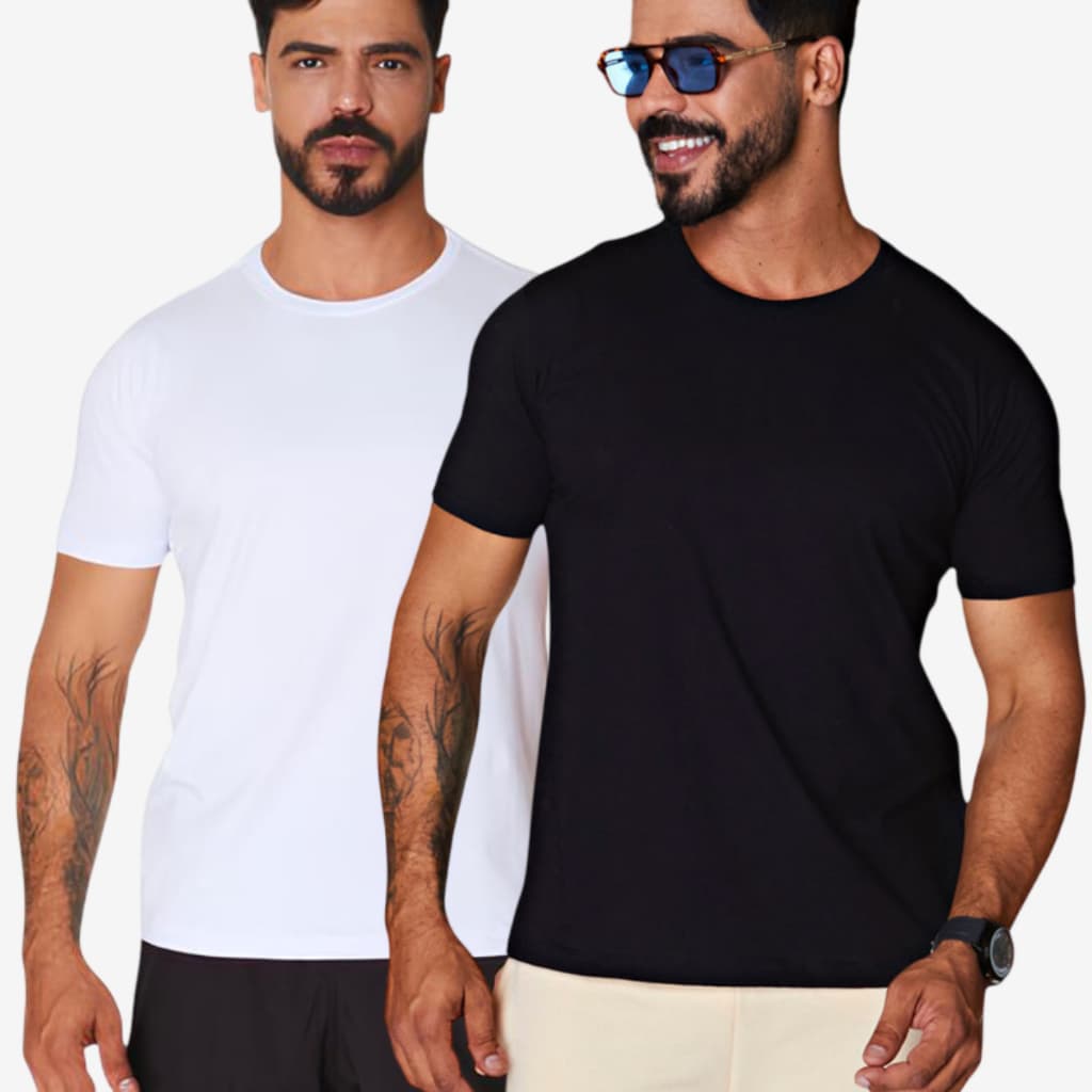 Kit 2 camisetas Masculinas Basicas 100% Algodao Premiui Fio Penteado