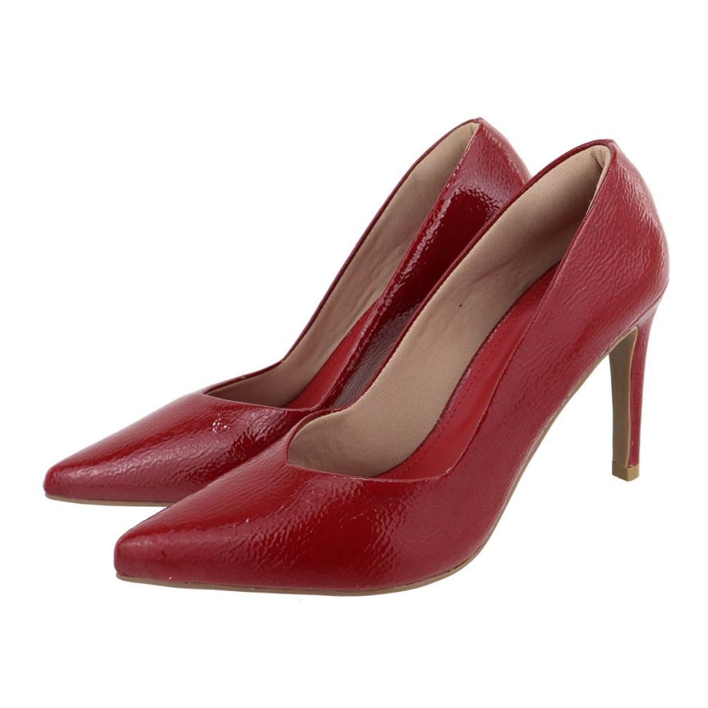 Sapato Scarpin Feminino Valentina Salto Alto Bico Fino Vermelho