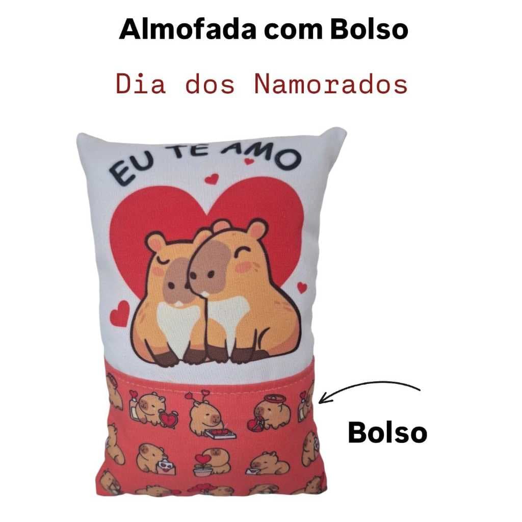 Almofada Com Bolso Namorados - Frases de Amor - cestas de café - Lembrancinha - com enchimento