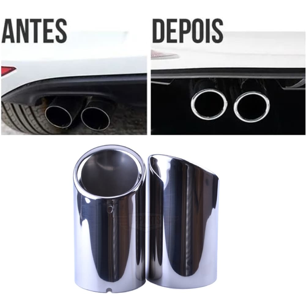 Acessorios Ponteira Inox 2 Pçs Audi A3 A4 Q3 S3 A5 A6 Vw Jetta 2.0 Tsi Golf Gti Par Cromada