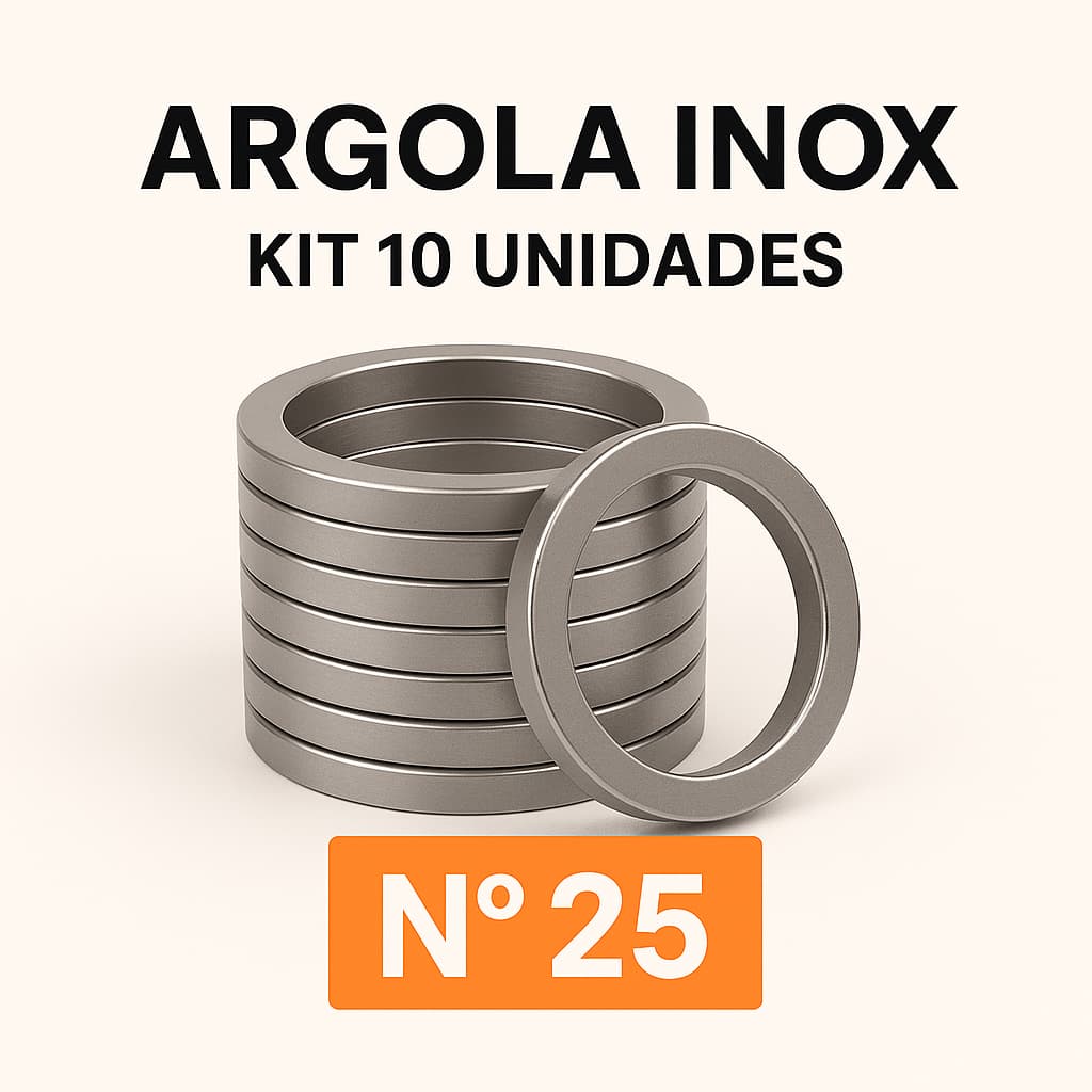 10 Argolas inox chata N°25 para traias direto da fabrica