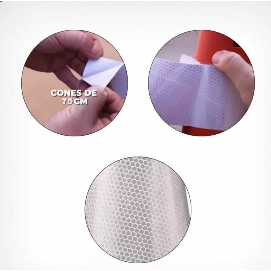Faixa de cone refletiva adesiva para cone nbr ou 75cm rigido 5 par