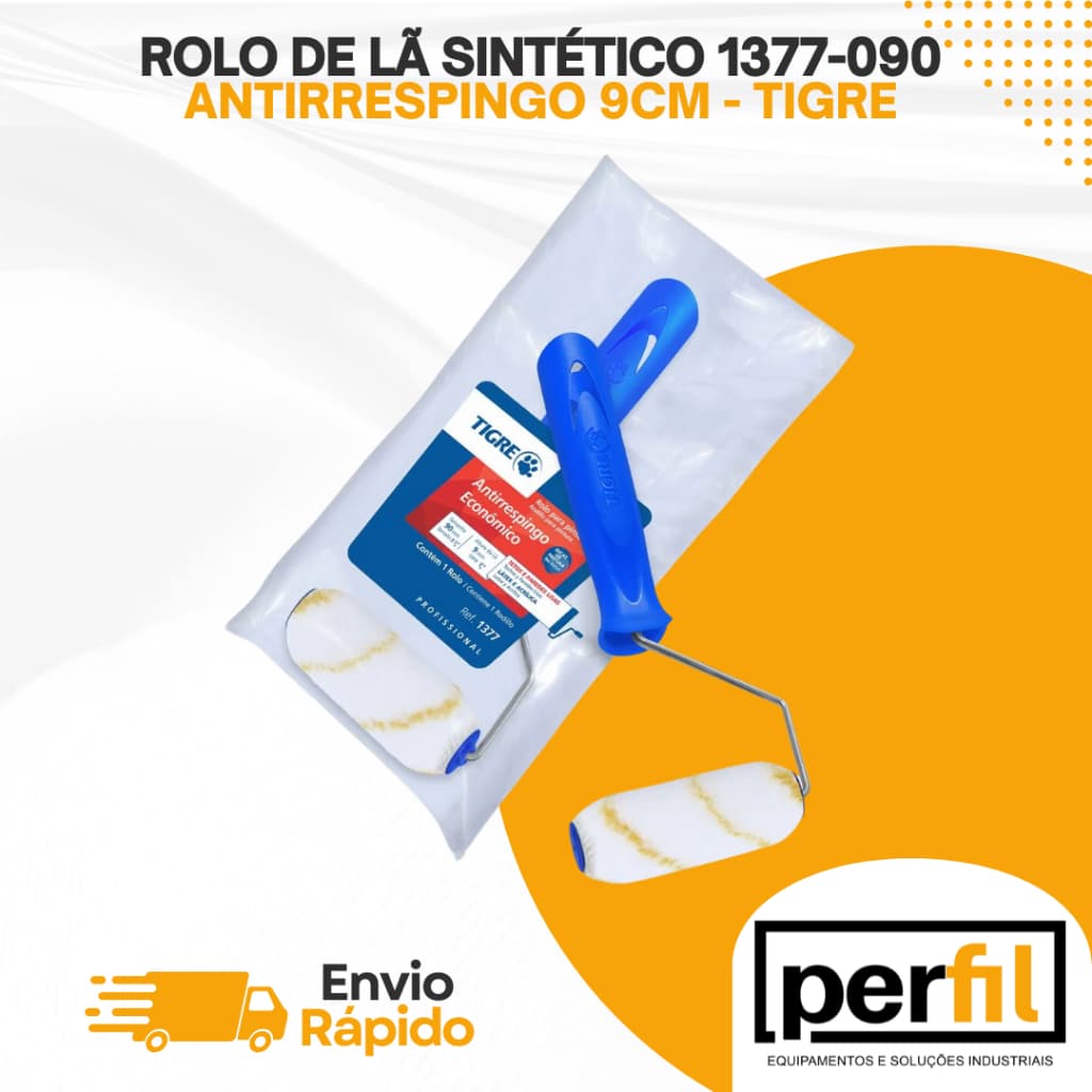 Rolo de Lã Sintético para Pintura Látex Acrílico Antirrespingo 9cm Tigre