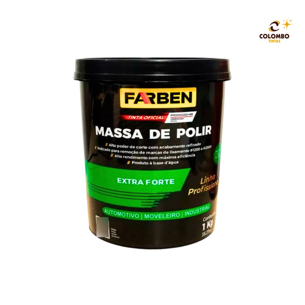Massa de Polir Extra Forte Farben 1kg Base D'Água - Corte Rápido e Brilho Intenso | Oferta Especial