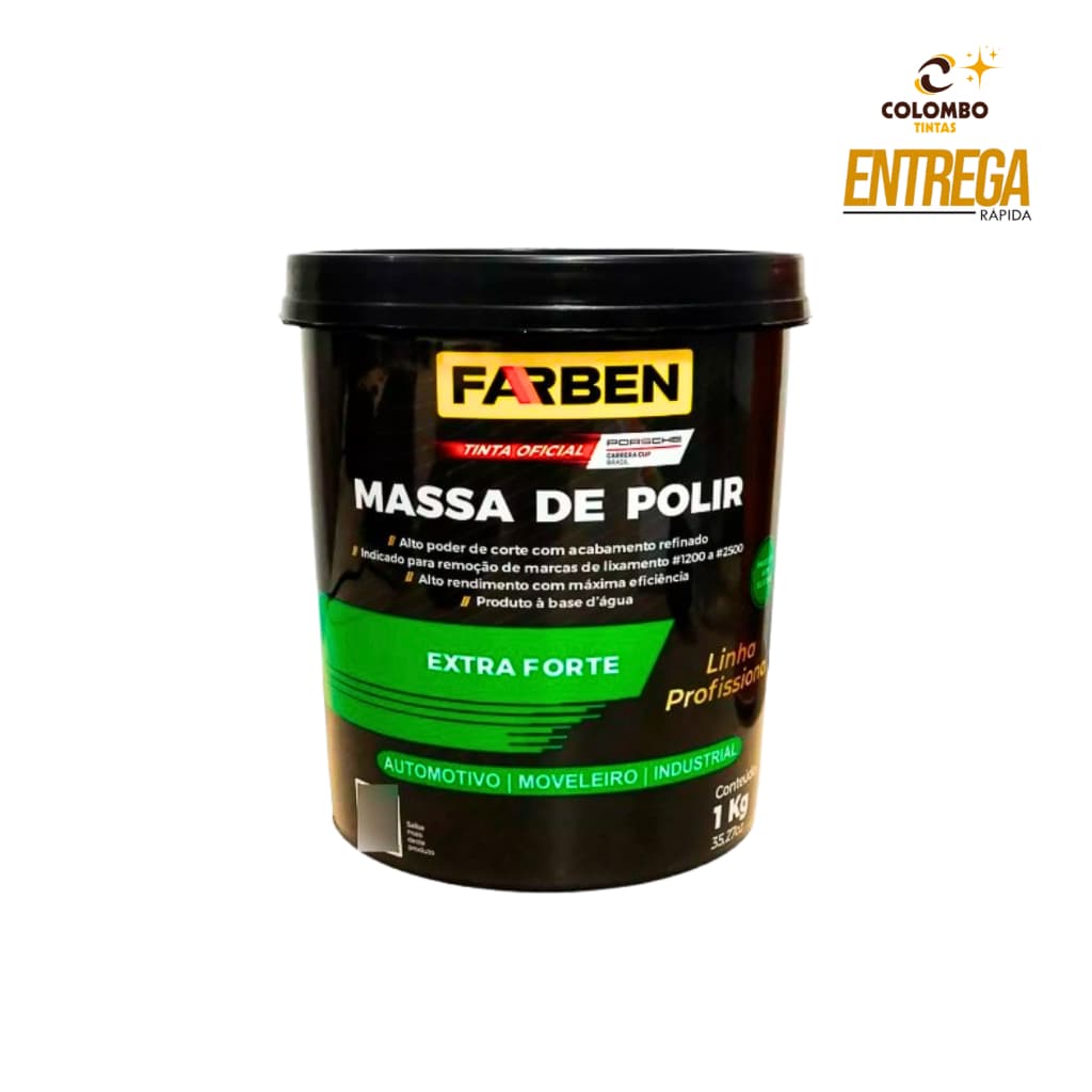 Massa de Polir Farben 1kg Extra Forte | Uso Profissional - Alto Brilho e Corte, Ótima Qualidade