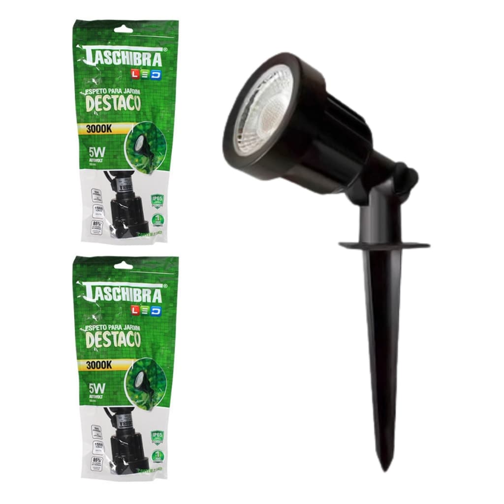 Kit 2 Espeto LED para Jardim Destaco 5w Preto Externo Prova D'água IP65 Taschibra