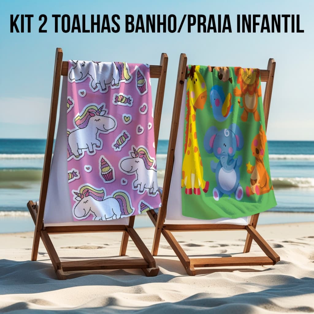 Kit 2 Toalha de Praia/Banho e Piscina Infantil-Kids - PROMOÇÃO - Direto da Fábrica!