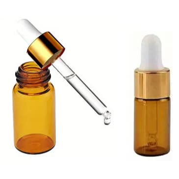 Frascos Conta Gotas 5ml Vidro Âmbar Luxo Bulbo branco e Canula Óleo Essencial