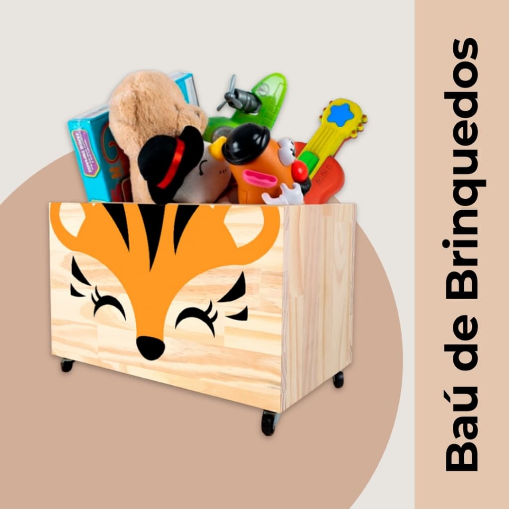 Baú de Madeira para Brinquedos, Caixa Organizadora de Madeira, Baú com rodas para Brinquedos