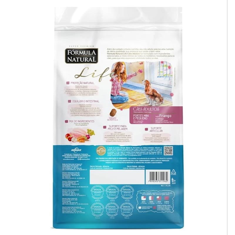 RAÇÃO FÓRMULA NATURAL SUPER PREMIUM  PARA CÃES ADULTOS RAÇAS PEQUENOS  2,5kg