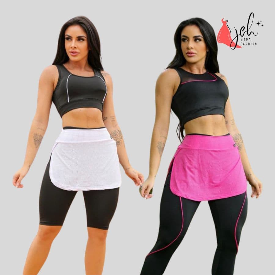 Kit 2 Saias Tapa Bumbum de Academia em Dryfit