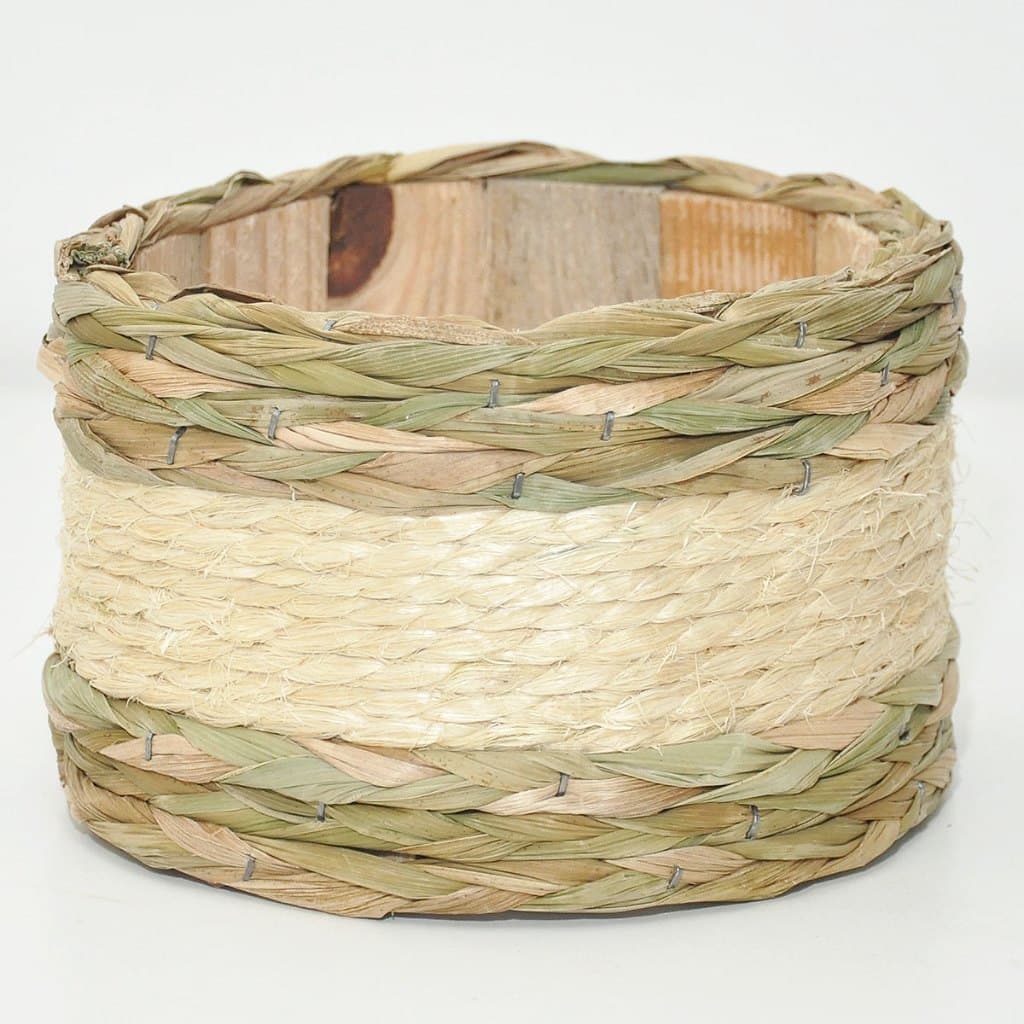 Cesto Vaso de palha de taboa com sisal artesanal para decoração