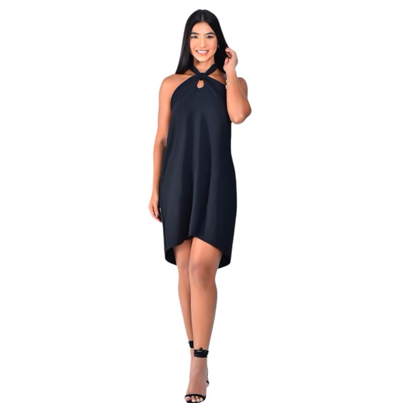 Vestido Transpassado de amarração simples Elegante casual Leve crepe verão