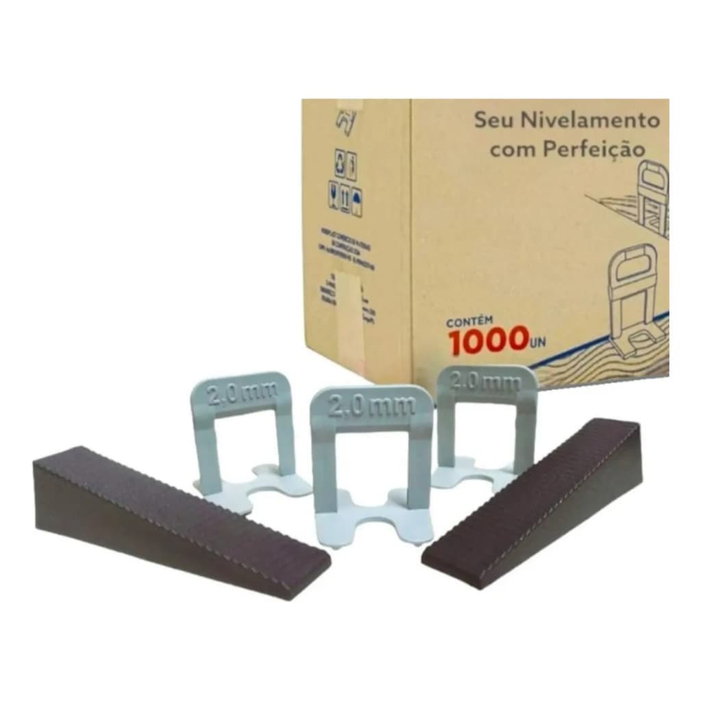 1000 Nivelador 2mm Cinza Slim Piso Porcelanato + 120 Cunhas