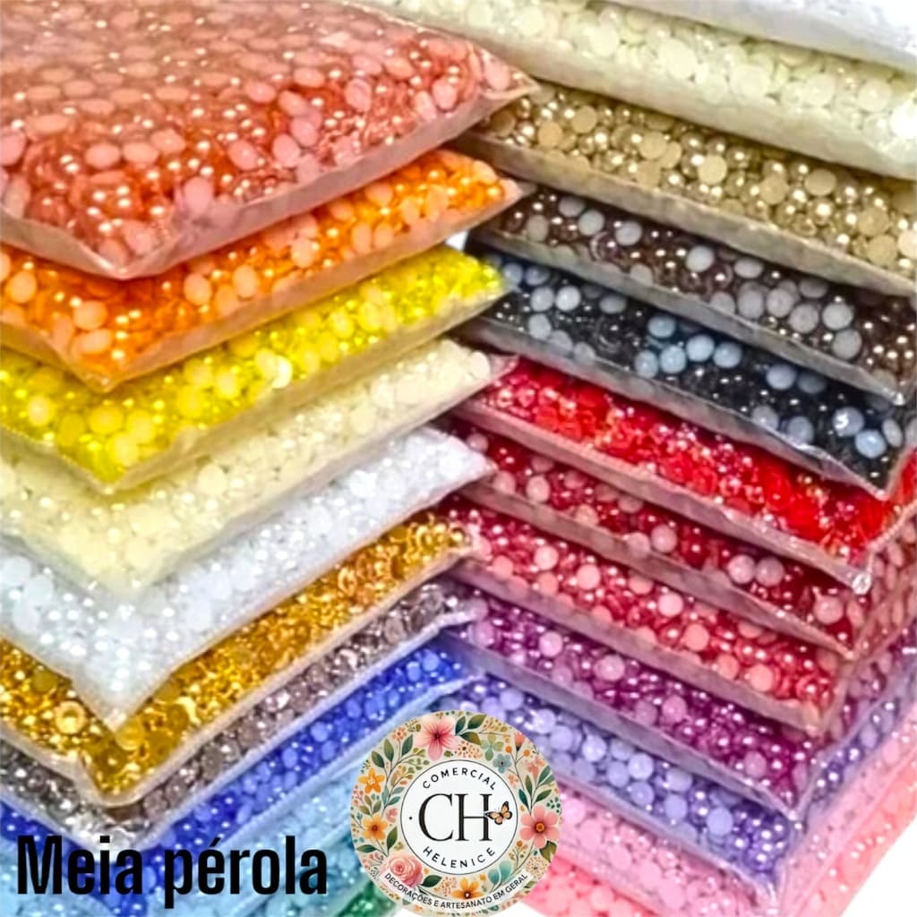 Meia Pérola ABS 8mm ou 6mm com 500gramas artesanato personalização festa roupa