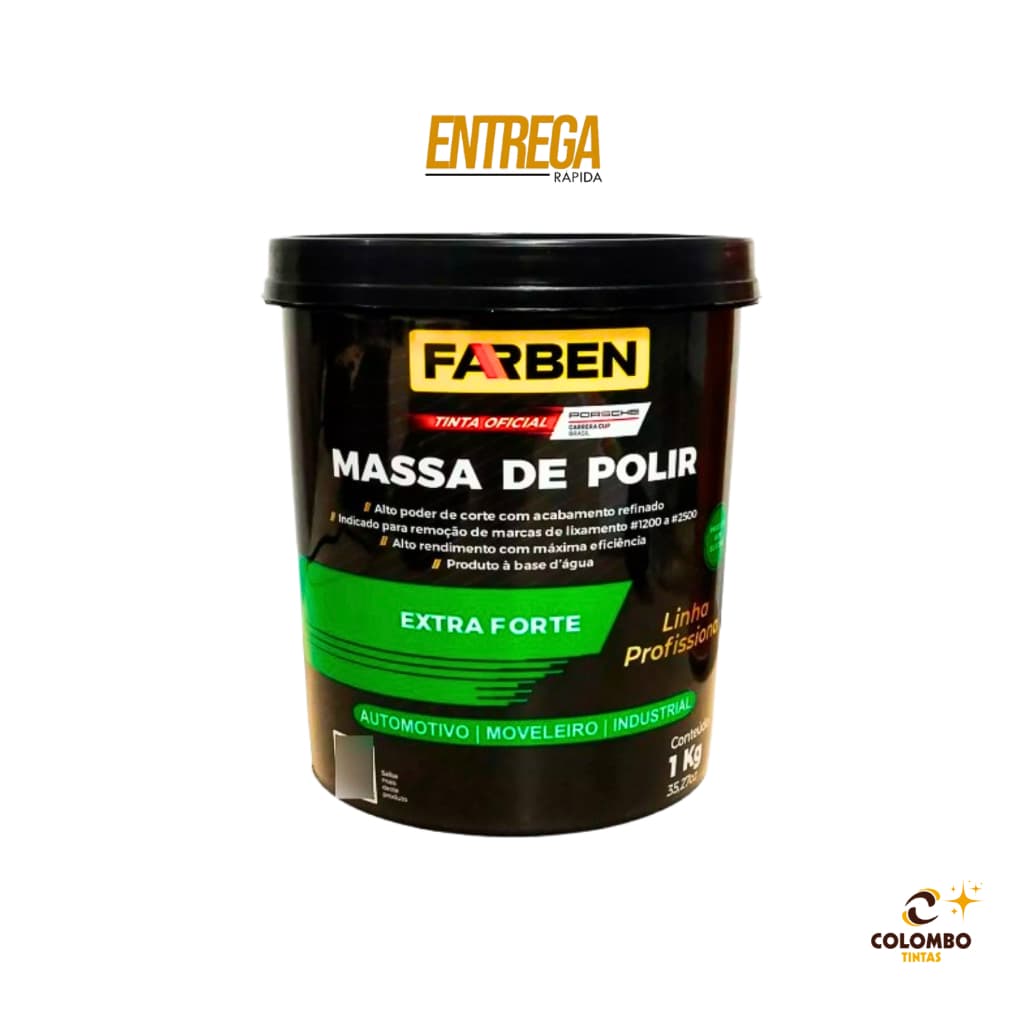 Massa de Polir Extra Forte Farben 1kg | Acabamento Profissional Sem Manchar - Qualidade Profissional