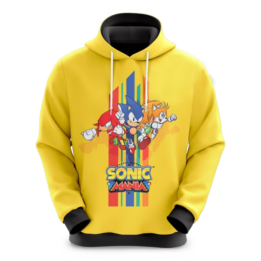 Blusa moletom infantil E adulto sublimado amarelo ouriço corredor desenho sonic agasalho