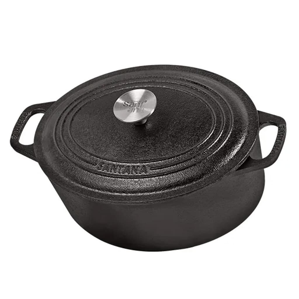 Panela Oval Forno Holandês De Ferro Fundido 2,5l Pequena para Assar Pão Fazer Cozidos Santana