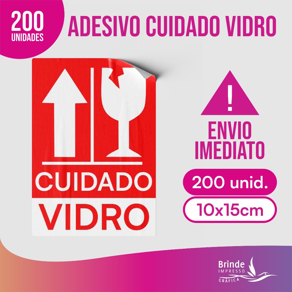 KIT Etiqueta FRÁGIL 200 ETIQUETAS (CUIDADO FRÁGIL) 10X15