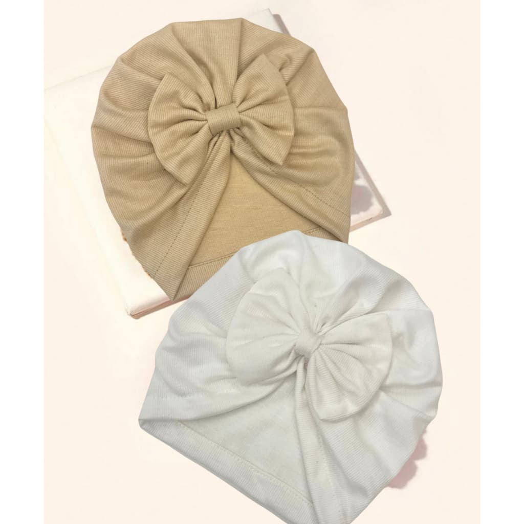 Kit com 2 Turbantes com Laço para Bebês – Delicados e Cheios de Charme