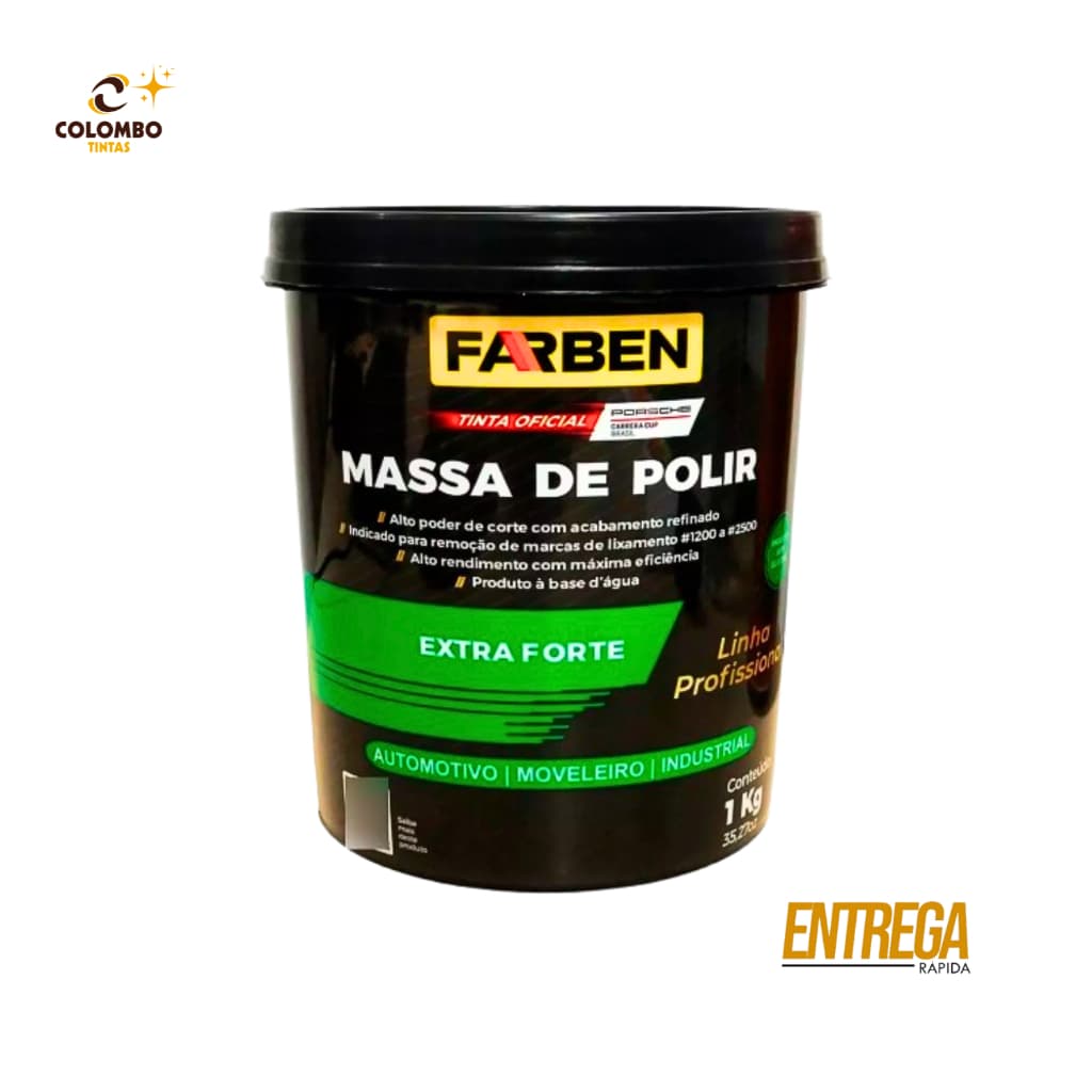 Massa de Polir Farben 1kg | Uso Automotivo | Base Água | Sem Resíduos - Alta Qualidade Profissional