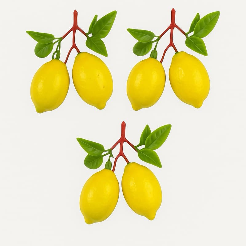 KIT COM 3 CACHOS DE Fruta Limão Siciliano Artificial PARA DECORAÇÃO