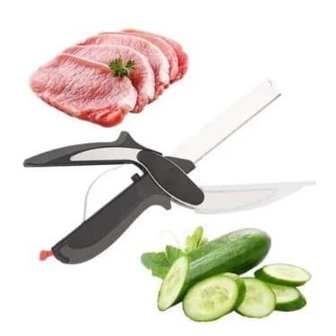 Tesoura 3 em 1 Com Faca Corta Legumes Clever Tesoura com Tabua Inox Multiuso