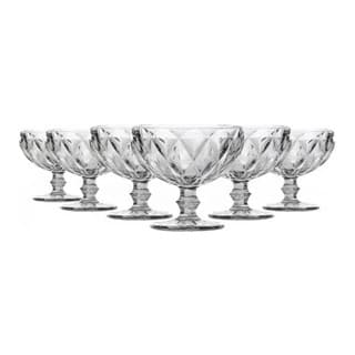 Jogo 6 Taças de Vidro 310ml Diamond para Sobremesa Sorvete Doces Coquetel Taça Transparente Vidro