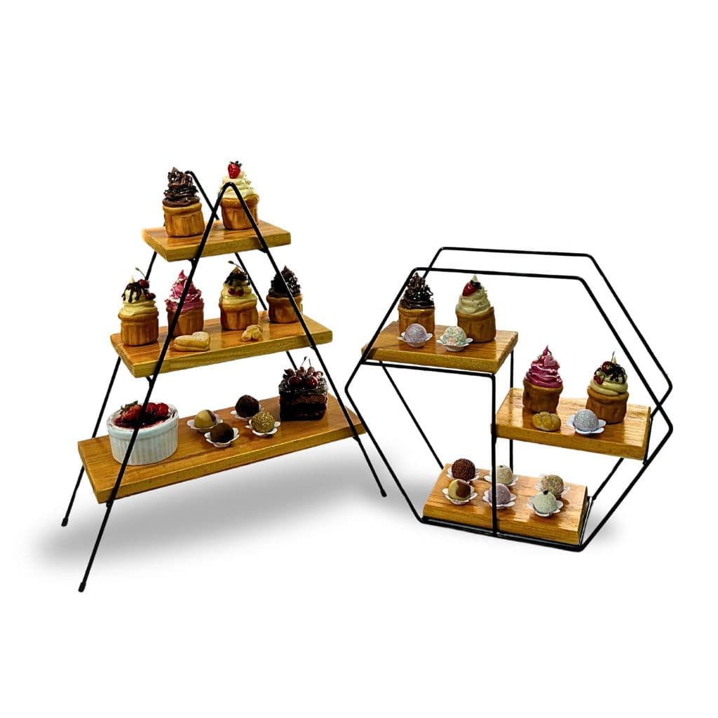 Kit 2 Prateleiras Escadinha E Sexatavada Suporte Doces