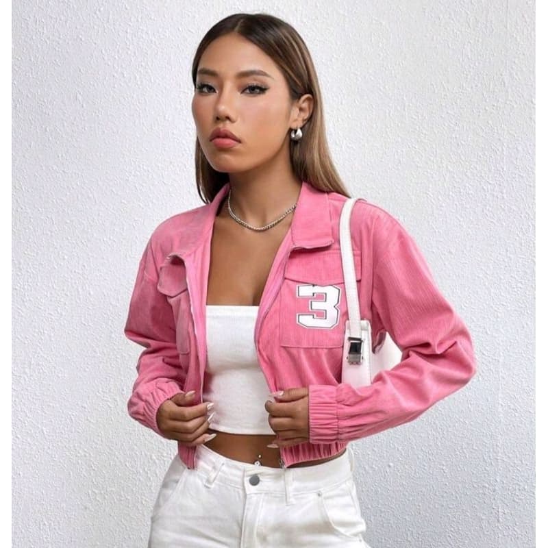 Jaqueta College Feminina Rosa - TAMANHO XL(GG)