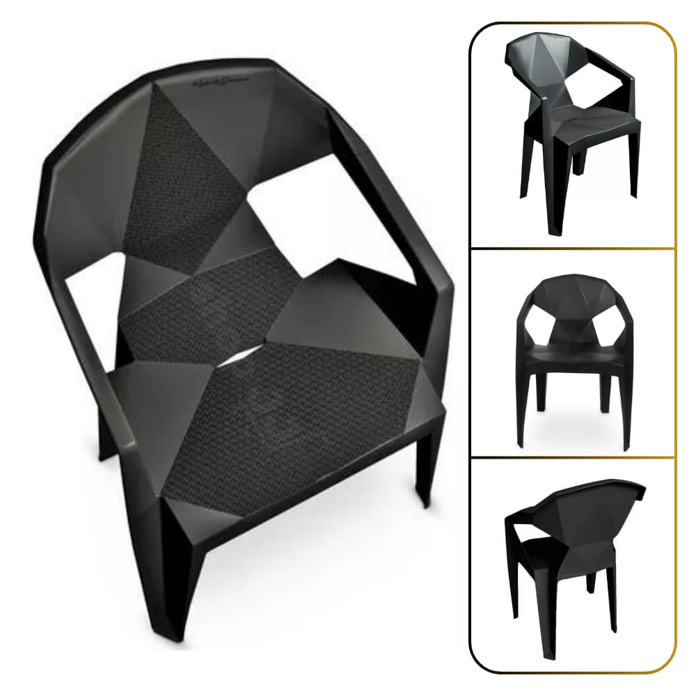 Cadeira Jardim Poltrona Diamond Preta Para Sala Quarto ou Escritório