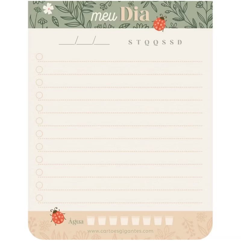 Bloco de notas Meu Dia, Bloco de Anotações Meu Dia, Organização diária Cartões Gigantes