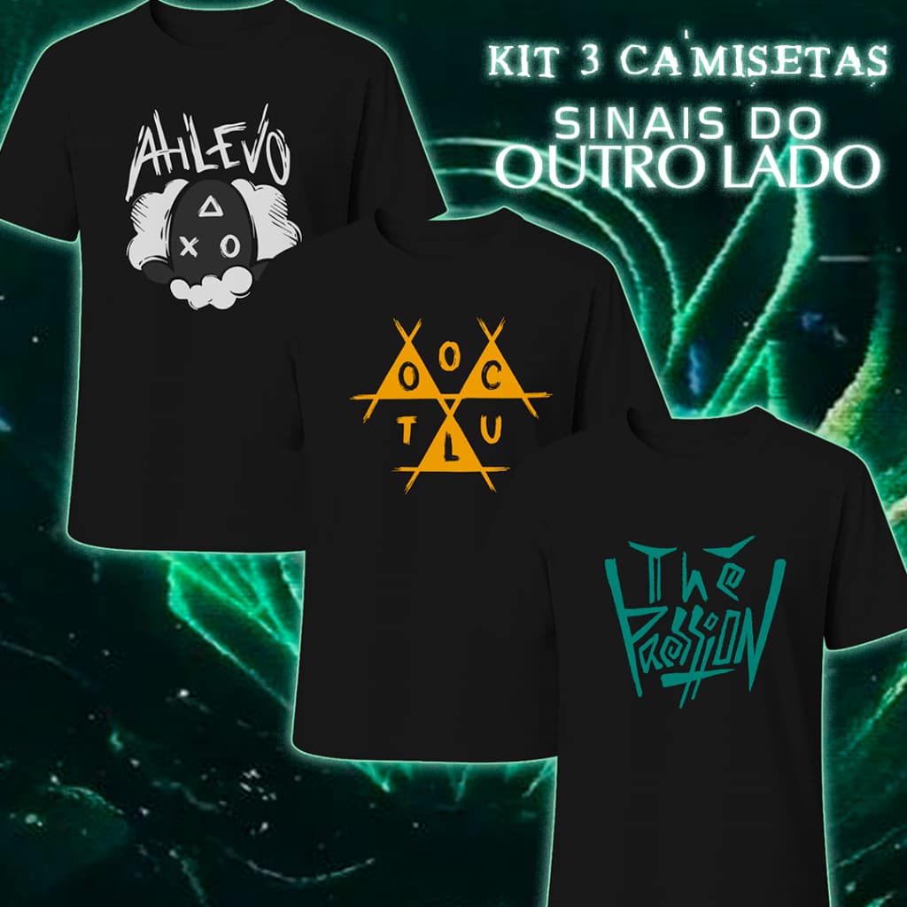 KIT 3 Camiseta Ah Levo Oculto The Pression  RPG Ordem Paranormal Cellbit Camisa Algodão Unissex T-Shirt Estampada Em DTF