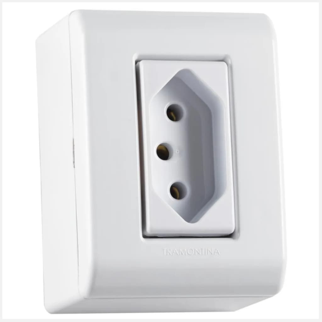 Tomada de Sobrepor Simples Tramontina Lizflex Branca 10A Design Funcional