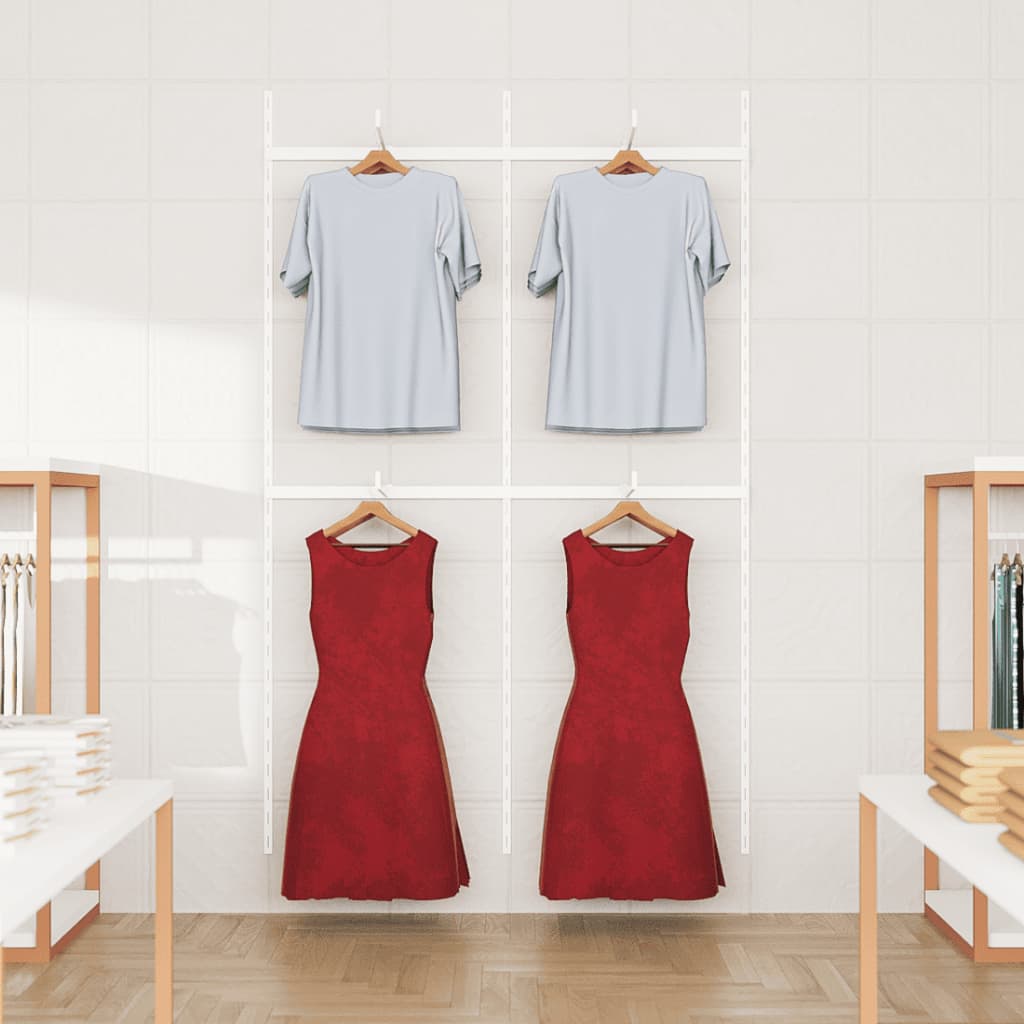 Kit Cabideiro Arara Barra Rt Expositor Trilho Cremalheira Loja de Roupas 14 Peças