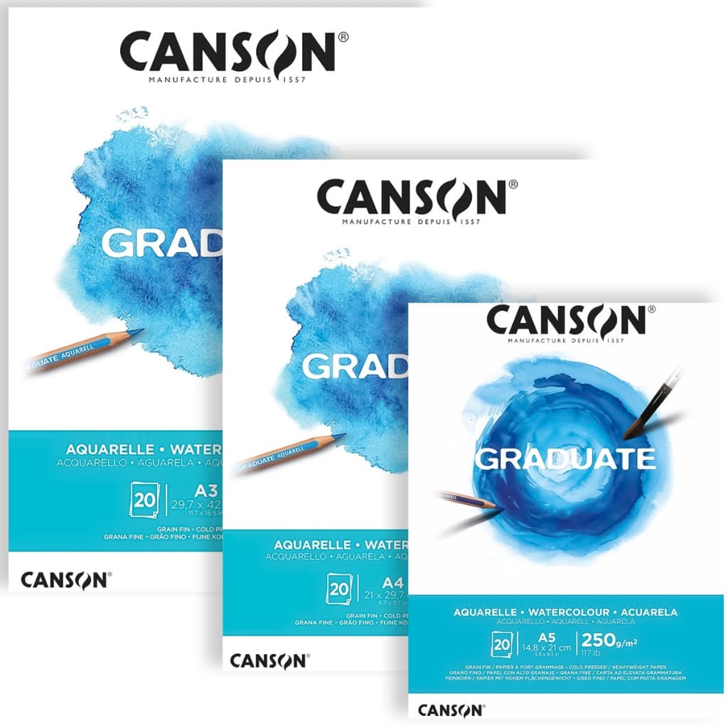 Bloco Canson Graduate Aquarela 250 g/m² 20 Folhas