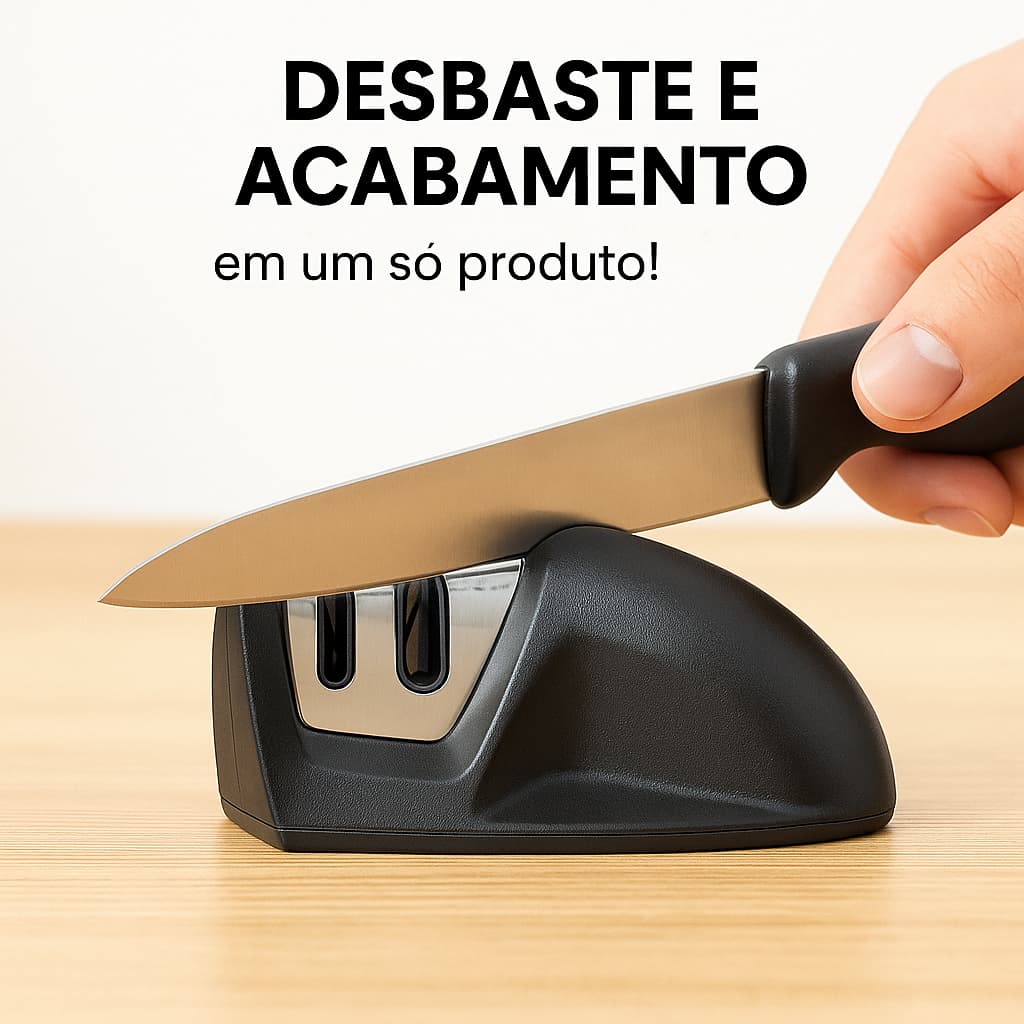 Amolador Com 2 Afiadores de Facas Profissional Base Emborrachada