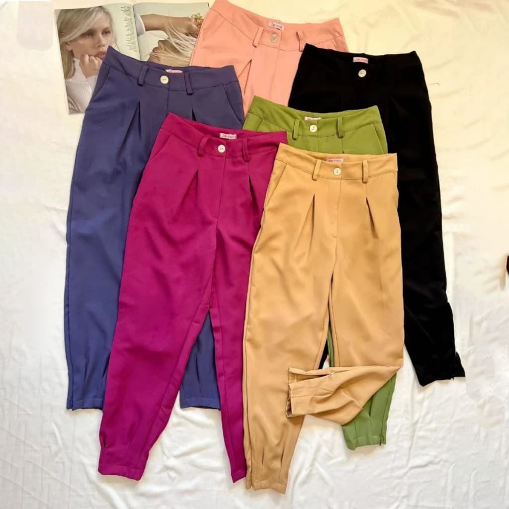 Calça Alfaiataria Feminina Modelo Cenoura Jogger Estiloso Social