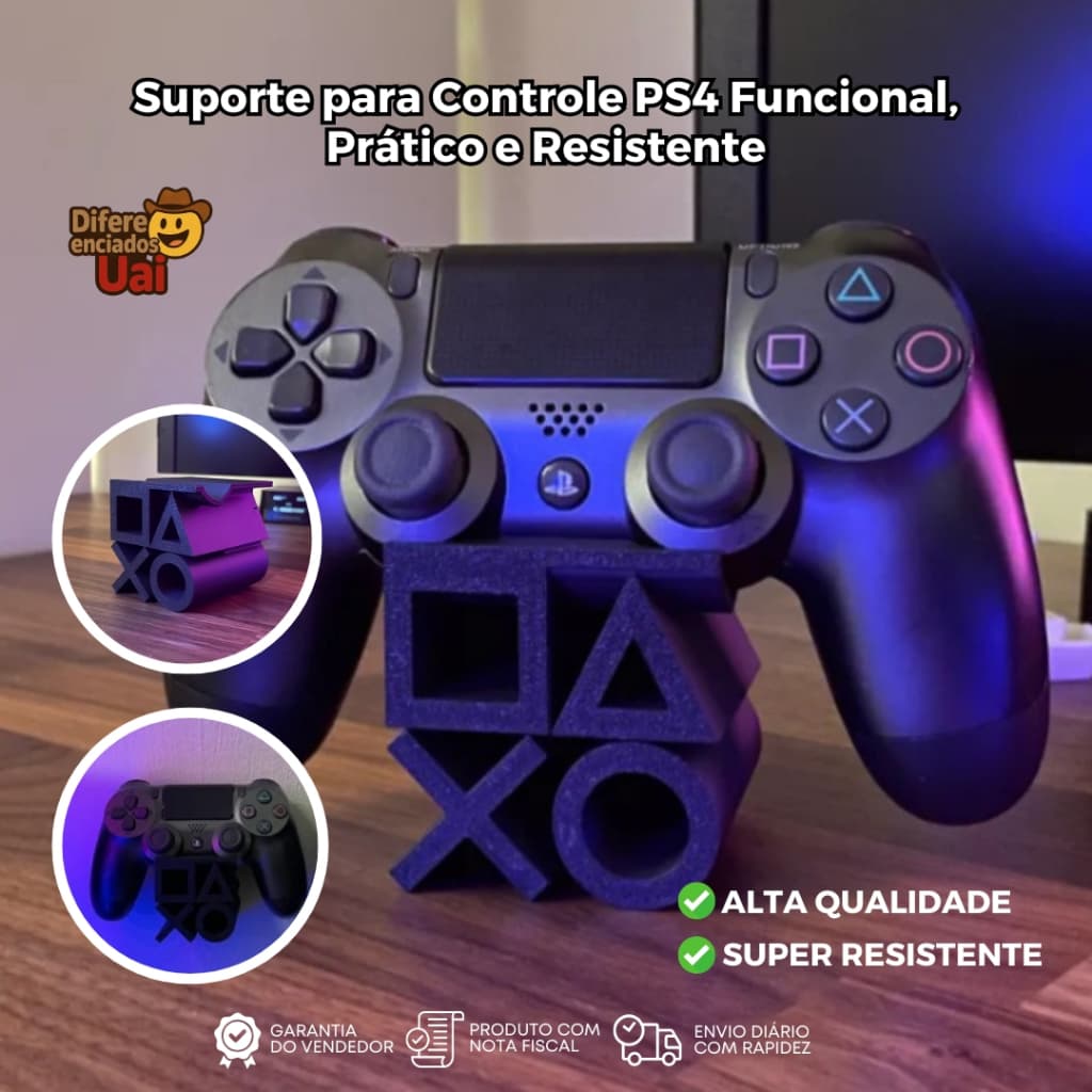 Suporte Geek para Controle PS4 ABS Resistente Organizador Gamer Decoração Setup Presente Criativo