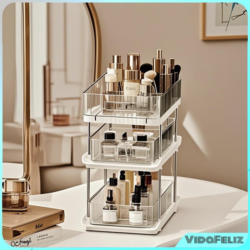 Caixa organizadora de design em camadas para cosméticos, bancadas de cozinha e armazenamento diário