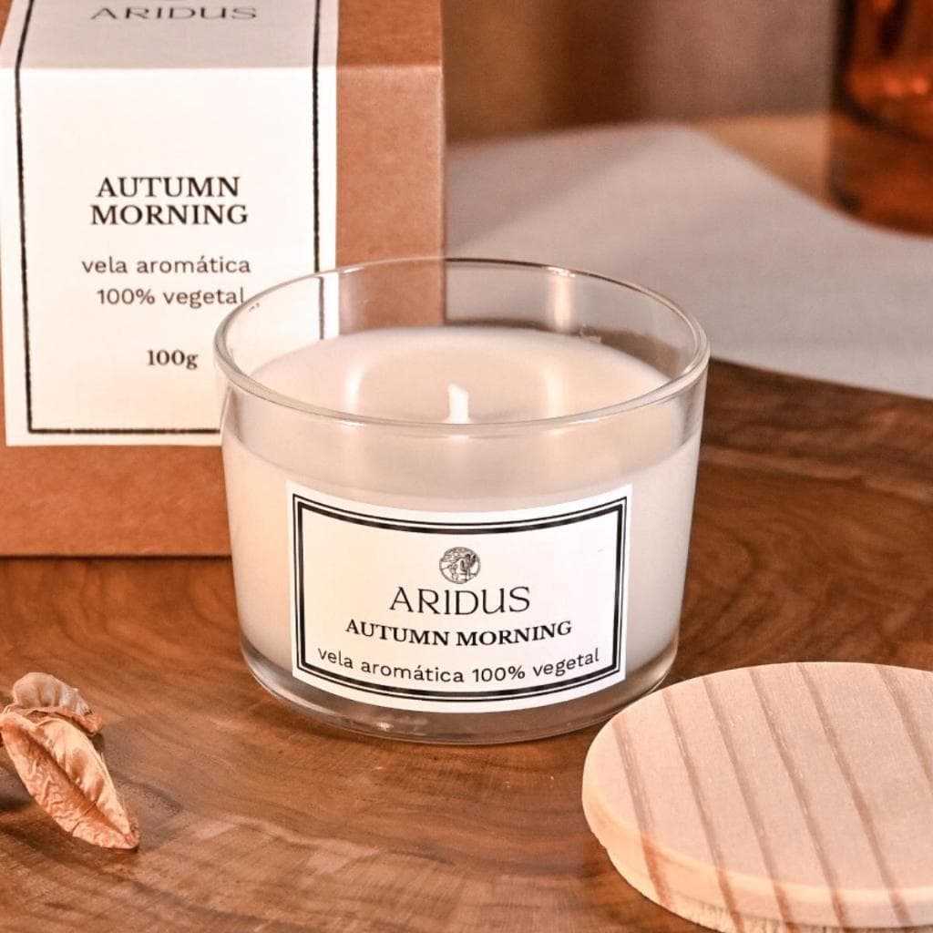 Vela aromática perfumada autumn morning - Essência premium - pote 150ml com tampa