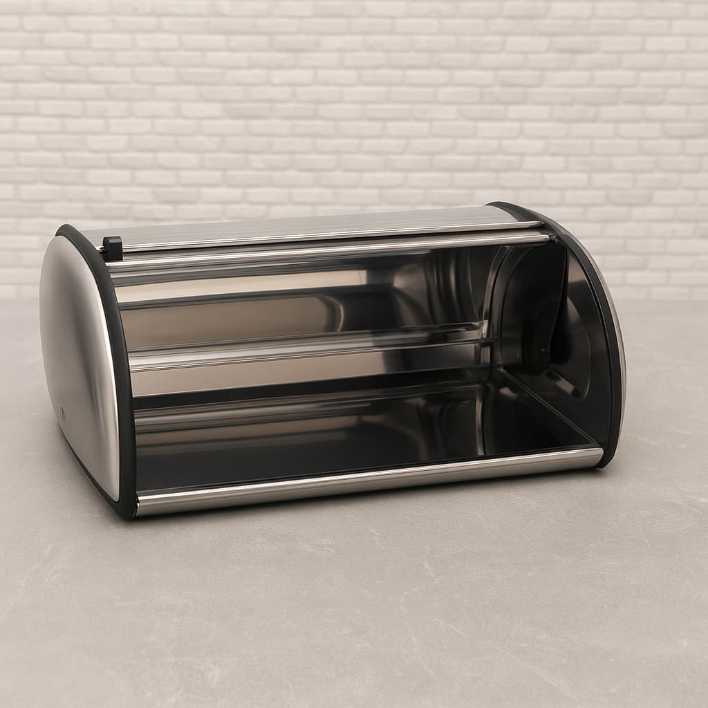 Porta Pão Inox com Tampa Armazenador Retangular para Pães Bolos Torradas Biscoitos Bancada Cozinha