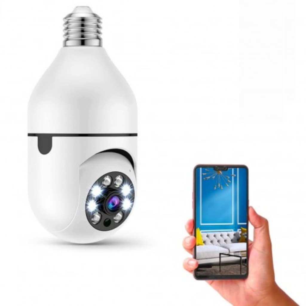 Jortan jt-8177QJ Camera Wifi Lampada de Segurança 360 Dome Interna Ip Full Hd Visão Noturna