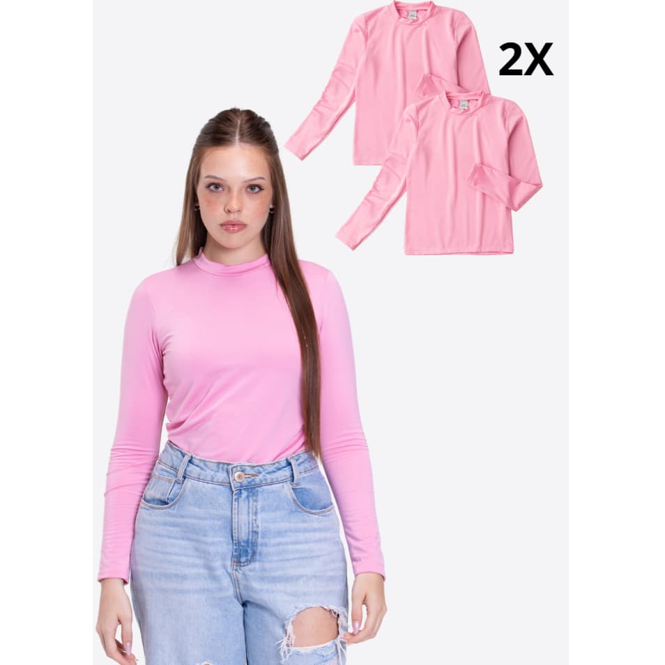 Kit 2 Blusas Térmicas Adulto Rosa