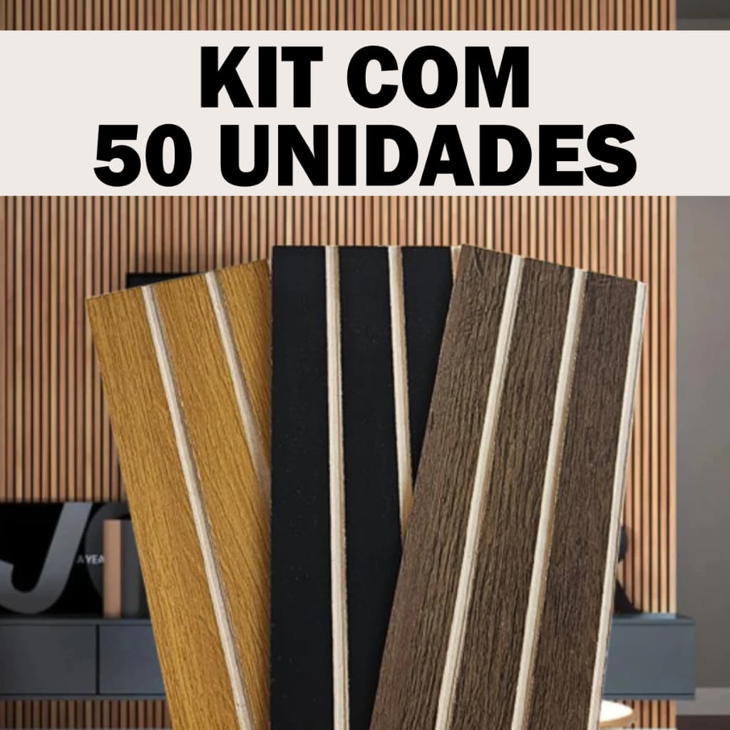 Revestimento Ripado MDF Kit de até 10,20,30,40 E 50 Placas ripas 45x11cm para Parede Decoração Moderna