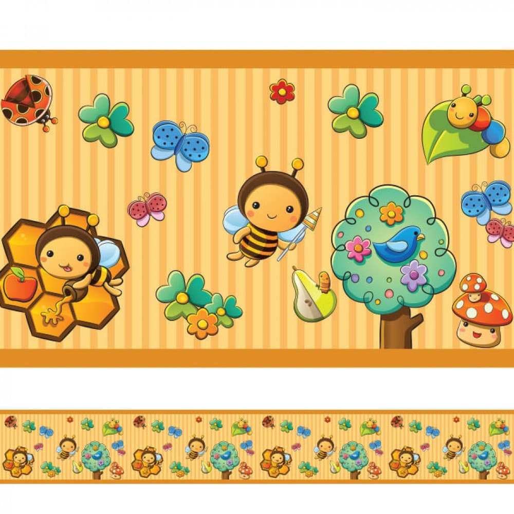 Faixa Decorativa Abelha Jardim Adesivo Autocolante Menina Menino Infantil Bebê